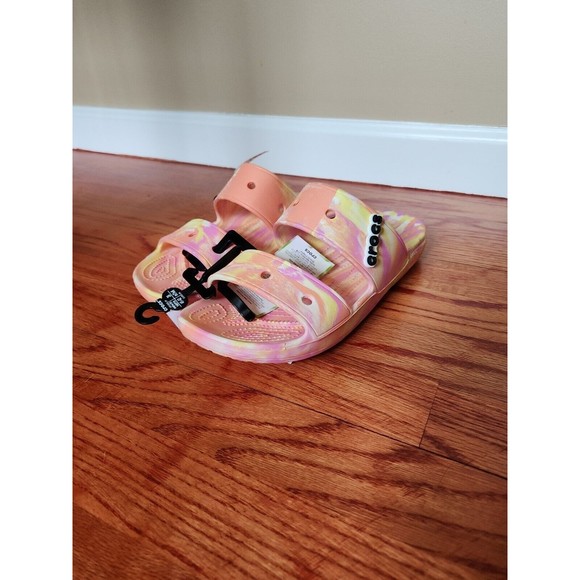 CROCS Shoes Crocs Marble Sandals M8 W Orange Pink Tie Dye
